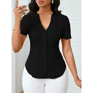 Women's Casual Solid Color Simple Commuter Shirt, Summer