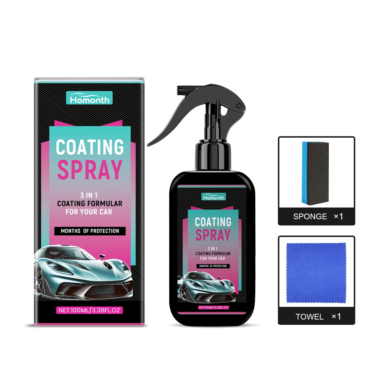 Homonth Car Coating Spray Car Paint Coating Agent Car Wax Polishing Maintenance Anti-Stain Dirt-Resistant Protective Wax