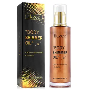 Ikzee Body Shimmer Oil, Bronze, Summer Body Glitter, Pearl Body Makeup Shine (100ml） Cosmetic
