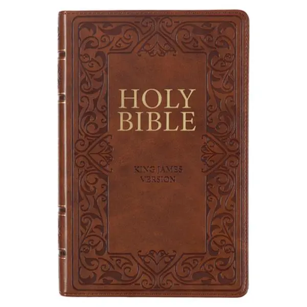 King James Bible (KJV Holy Reference Bible) - Faux Leather Cover, Medium Brown Deluxe Gift by Christian Art Gifts, Fine Binding