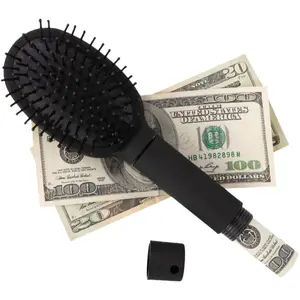 Diversion Safe Hair Brush to Hide Money, Cash, Jewelry, Mini Keys, Beach Safe Container Real Hair Brush Comb for Valuables, Perfect for Travel or At Home(Black)
