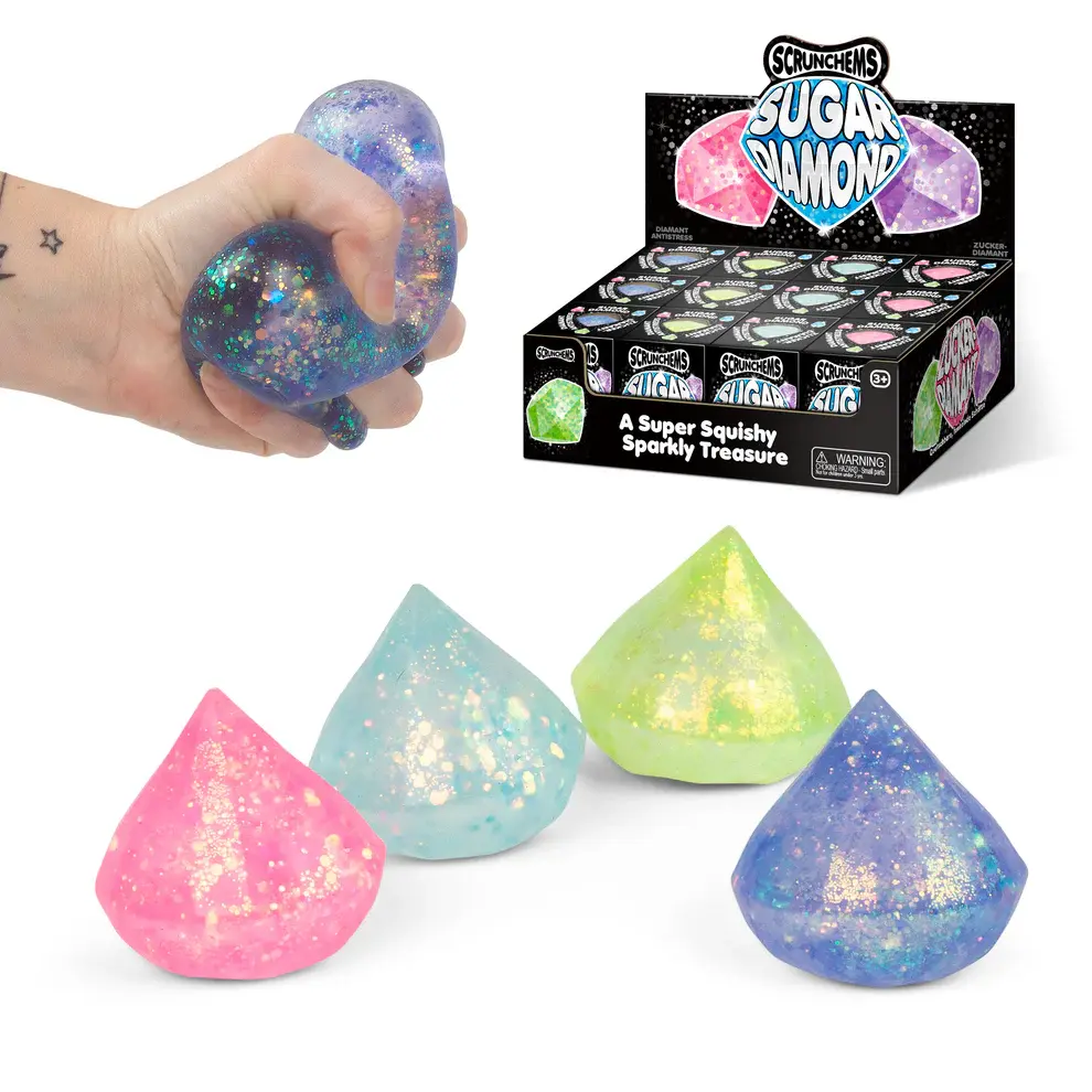 Scrunchems Sugar Diamonds Squishy Fidget Toy (1pc, Assorted) - Slow Rise Anxiety Relief Products, Fidget Stones, Stress Relief Tools, Decompression Squeeze, Sensory Calming Tool New Viral