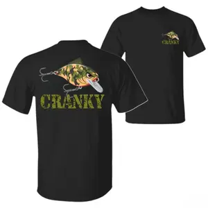 Double-sided Printing Crankbait T-Shirt, Fishing Lure Graphic Tee for Anglers, Soft Cotton Blend T-shirt, Camo Bass Fishing Humor Apparel for Men, Gift for Crankbait Lovers
