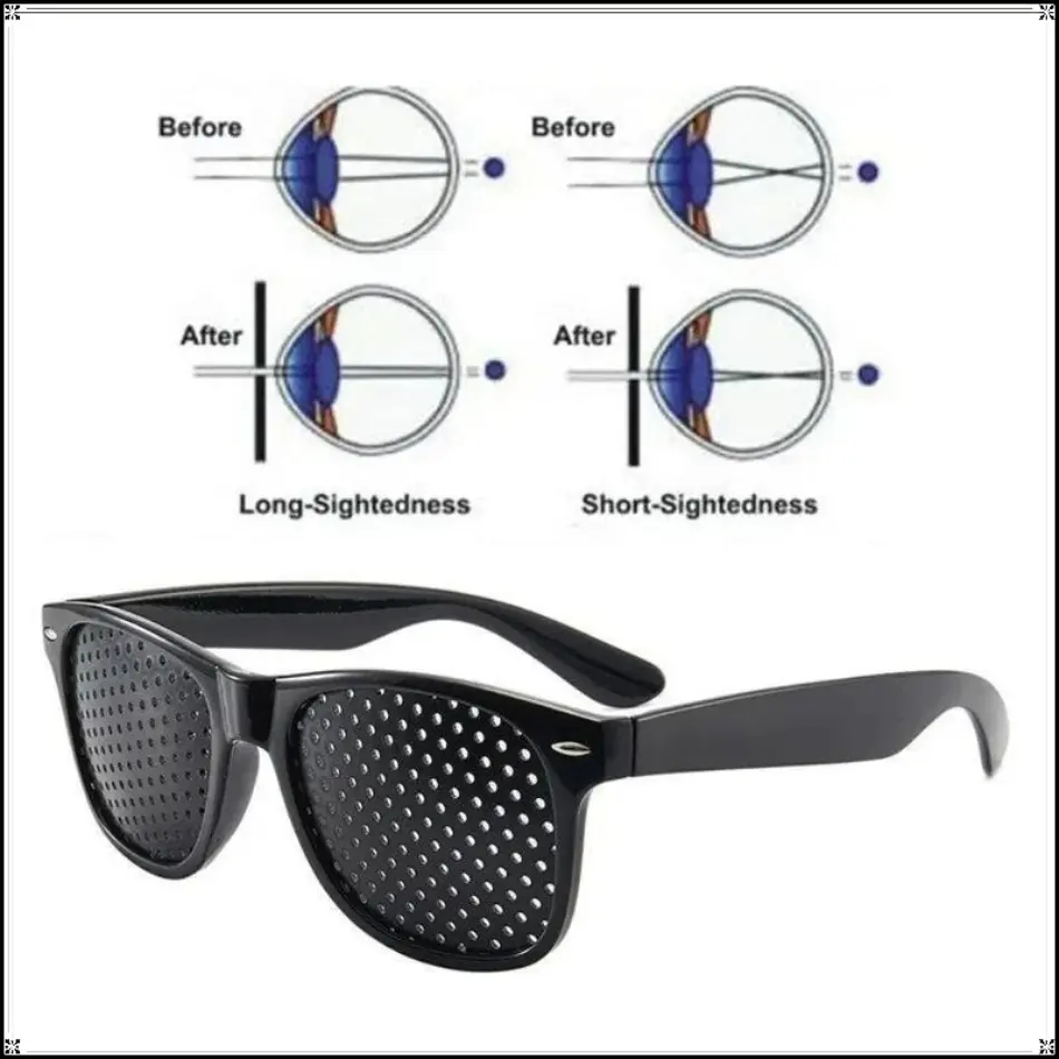 Unisex Pinhole Myopia Sports Eyeglasses - Lightweight Durable Black Frame, Anti Fatigue Eyewear, Vision Training Aid, Astigmatism Correction Single-Lens Sports Accessory
