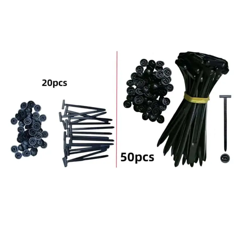 Nylon Zip Tie Fasteners, Strong, Reliable Self-Locking Design with Pins and Buttons, UV Resistant Automotive Plastic Straps for Car Daily Use