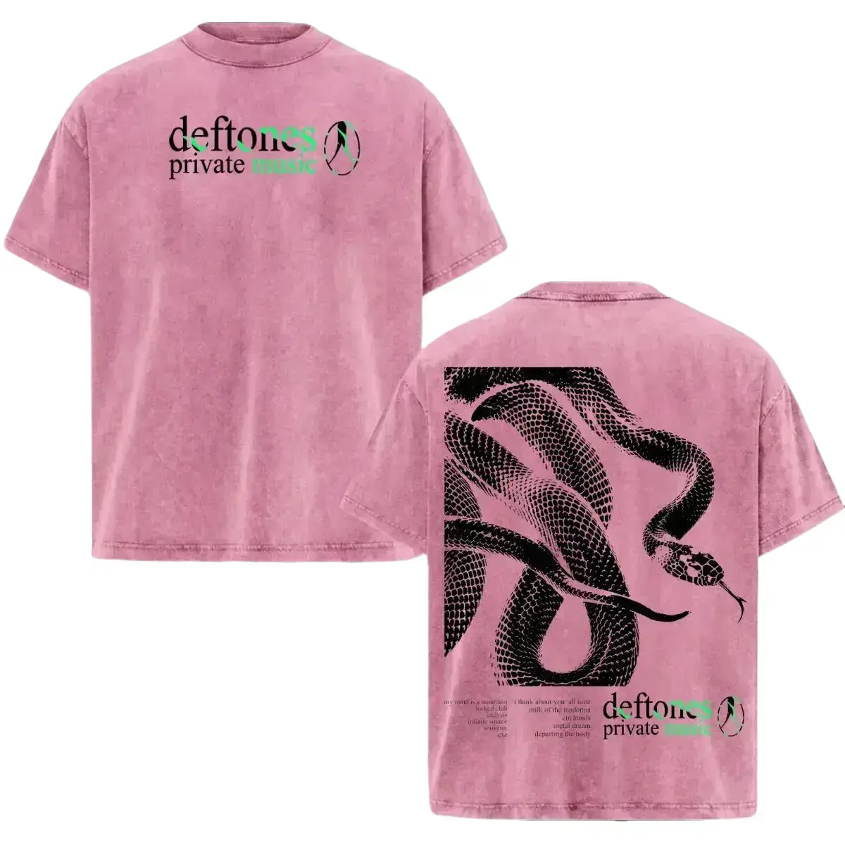 Deftones Private Music Band Graphic Tee, Vintage Washed Heavyweight Cotton Oversized Double-Sided T-Shirt, Alternative Metal Shoegaze Nu Metal Streetwear, Y2K Grunge Unisex Tee