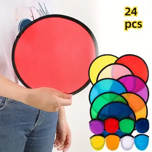 24 Pack Nylon Sublimation Flying Disc Fans,9.8" Foldable & Portable,8 Vibrant Colors with Black Edges,Includes Carrying Bag,DIY Outdoor Activity Set,Halloween Christmas Party Gifts,Hand Tools Kits