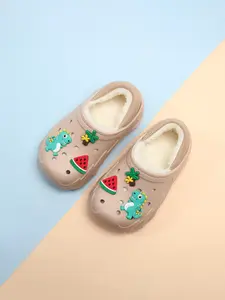 Cartoon Dinosaur Slippers, Warm Fleece Lined Non-Slip Soft Sole, Comfortable Home & Outdoor Shoes, Cotton Cool Sandals