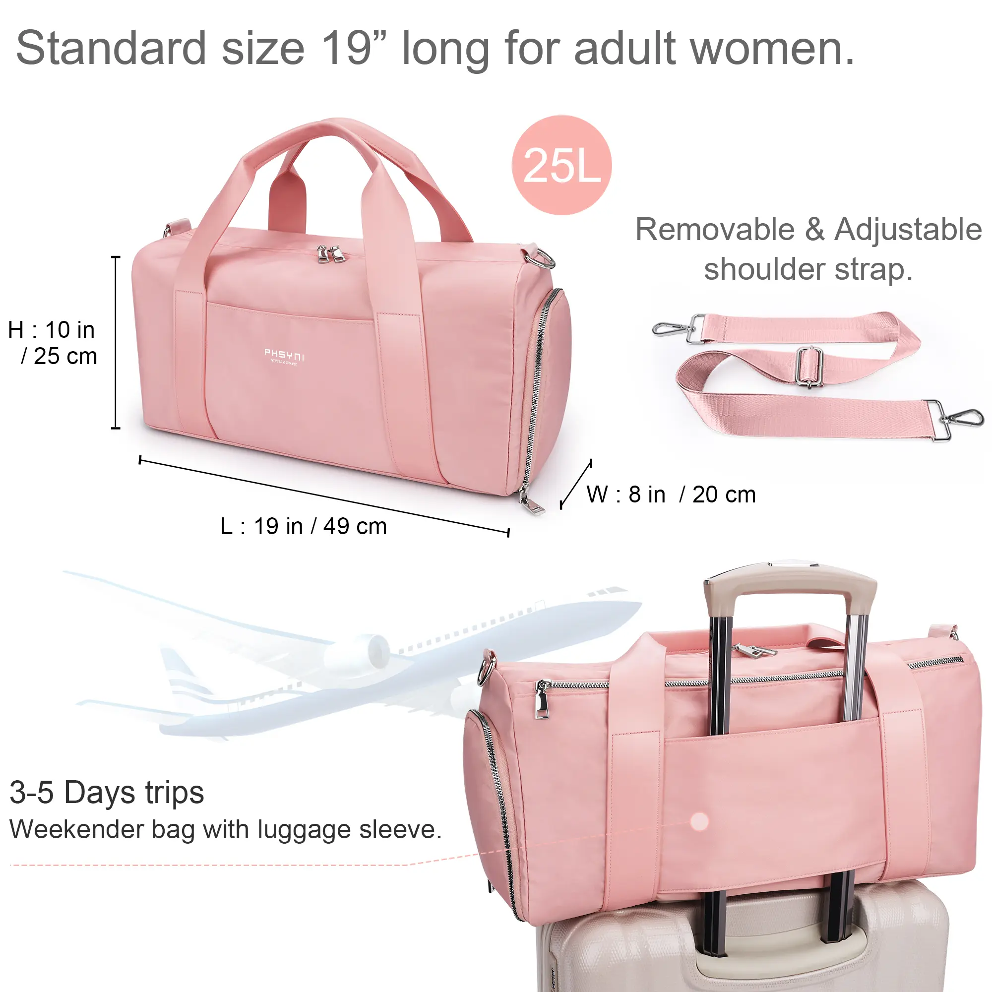 Gym Bag for Women Pu Leather Handle Dry Wet Separated with Shoe Compartment  & Wet Pocket Waterproof Duffle Bag for Travel Sports Fitness Workout  Athletic 19in 25L - TikTok Shop