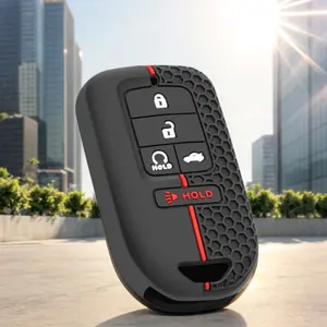 Silicone Key Fob Cover for Civic, Accord, CRV & More - 5-Button Soft Rubber Protective Case, Anti-Drop Design, Car Key Protector, Car Key Holder