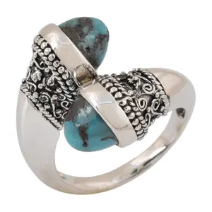 Artisan Crafted Sterling Turquoise East West Oxidized Ring