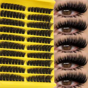 160pcs Of Single Cluster Fluffy Eyelashes, Thick Eyelashes, DIY Eyelashes, Diy False Eyelashes, Single Eyelashes, Ultra Thick Extended Eyelashes, Slender Eyelashes, Cartoon Appearance Extended Eyelashes, Suitable For Beginners At Home