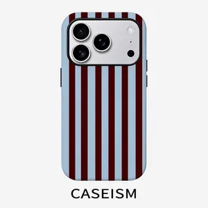 Burgundy Stripe Dual Layer Protective Case Sturdy 2in1 Shockproof Cover for iPhone 17/16/15/14/13/12/11 Pro Max/Plus Samsung Galaxy S26/S25/S24/S23 Ultra series A56/A55 Cute phone case