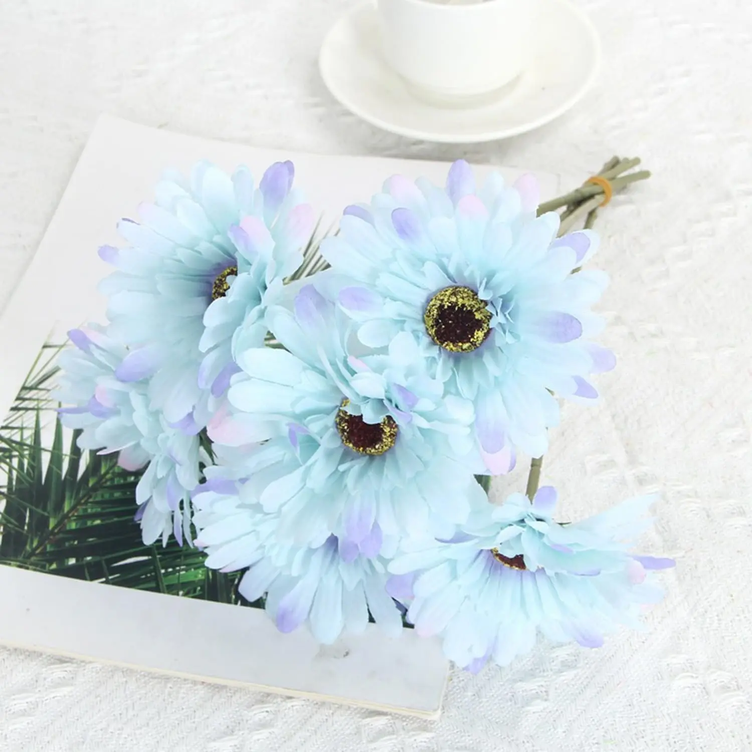 6Pcs Silk  Gerbera Daisy Stems - Realistic African Daisy Faux Flowers, UV-Resistant Colorful Florals for Home Table Vase, Wedding Party Decor, DIY Handmade Farmhouse  Mixed Floral Arrangements Red Poinsettia Decor Flowers office