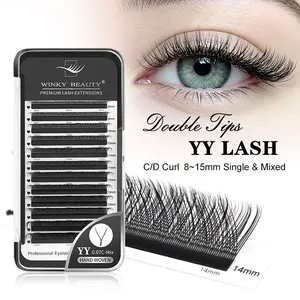 winky beauty C/D Curl YY Shape Eyelash Extension Hand Woven Premium Soft Mink Natural False Lashes ,Thin Easily Grafting Extension W Shape premade Volume Eyelashes , 0.07 Fluffy Individual Eyelash Extensions