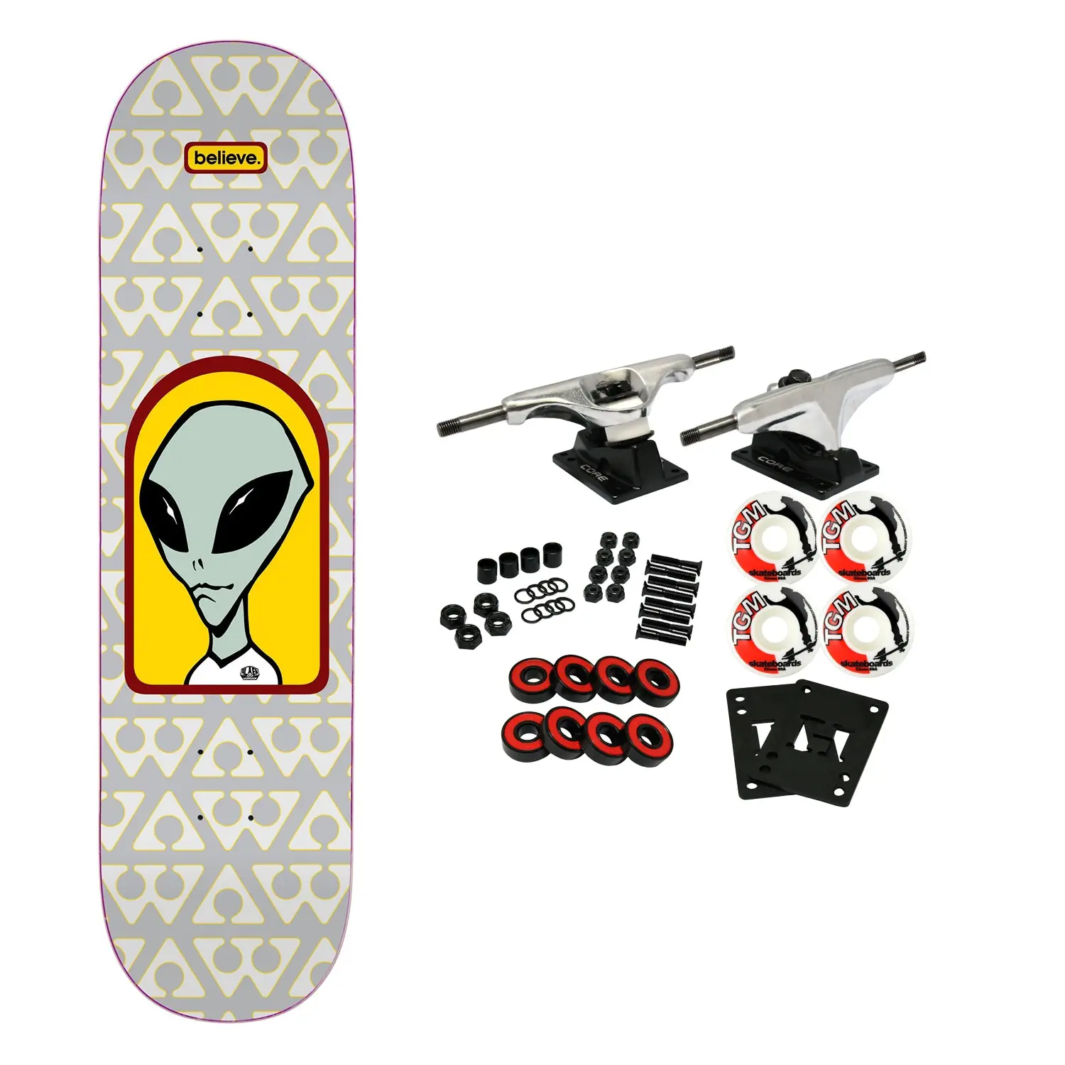 Alien Workshop Skateboard Complete Believe Pattern Grey 8.625" x 32.375"