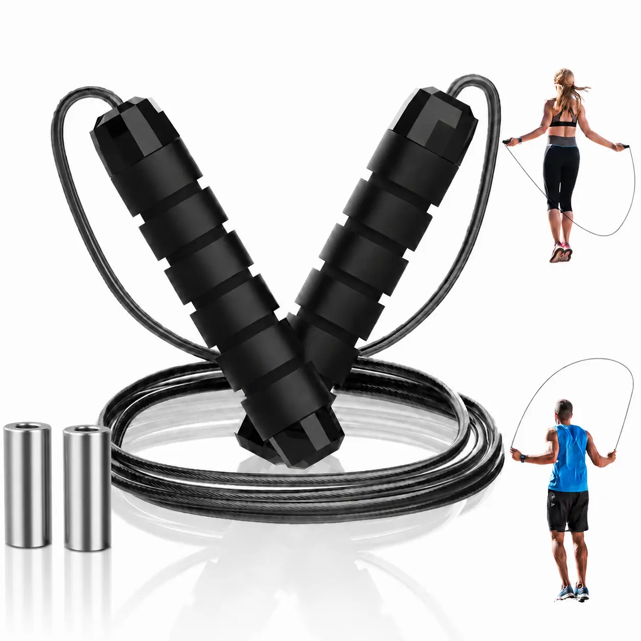 Adjustable Pro Speed Skipping Rope - Detangling, Comfortable Ergonomic Design Handles with Ball Bearing Swivel Heads for Seamless Home & Gym Workouts (For Men & Women)