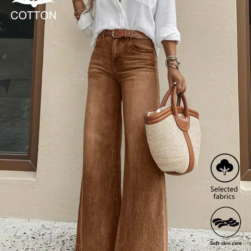 Clean Gent women’s loose jeans, high-waisted with a slimming effect, slight stretch fabric, simple and versatile, suitable for all seasons, multifunctional casual style