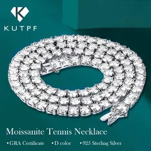 GRA Certified Full Moissanite Tennis Necklace 925 Silver 3/4/5/6.5mm Sparkling Diamond Necklaces for Women Men Hiphop Jewelry