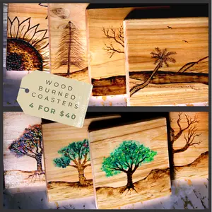 4-Pack Personalized Wood-Burned Coasters