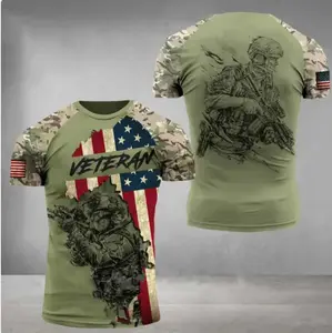 Veteran Military Printed 3D T-Shirt - Realistic 3D Patterns, Breathable Cotton Blend, Durable Construction, Streetwear Style for Men