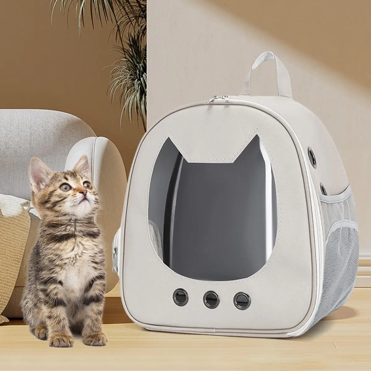 Portable Pet Carrier Backpack, Cute Cat Design Pet Carrier Backpack, Large Capacity Pet Carrier Backpack, Pet Travel Supplies