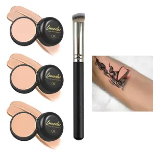 Long-lasting Super Coverage Concealer Set, 3 Counts Concealer Cream with 1 Count Brush, Makeup Product for Women & Girls