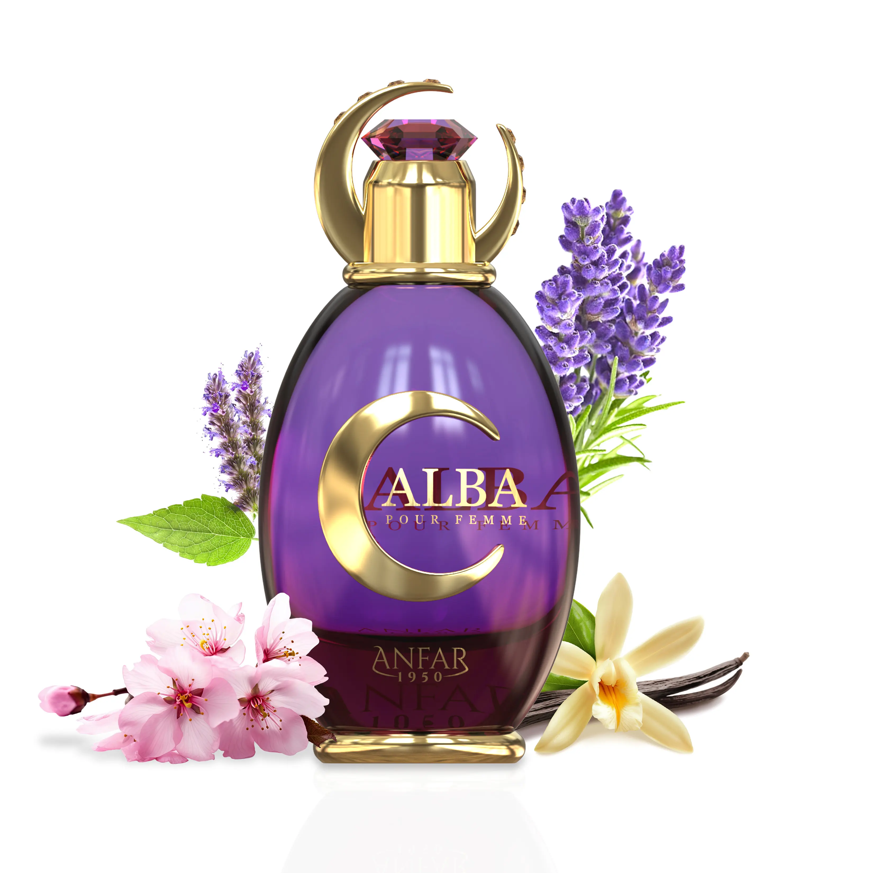Anfar 1950 ALBA Pour Femme Cruelty-Free Chemical-Free Extrait de Parfum for Women Adults - Elegant Fragrance, Aromatic Floral Oriental Scent, 3.4 fl oz (3-3.9 fl oz Range), Pear, Orange Blossom, Pink Pepper, Coffee, Jasmine, Cedar Notes, Single Item