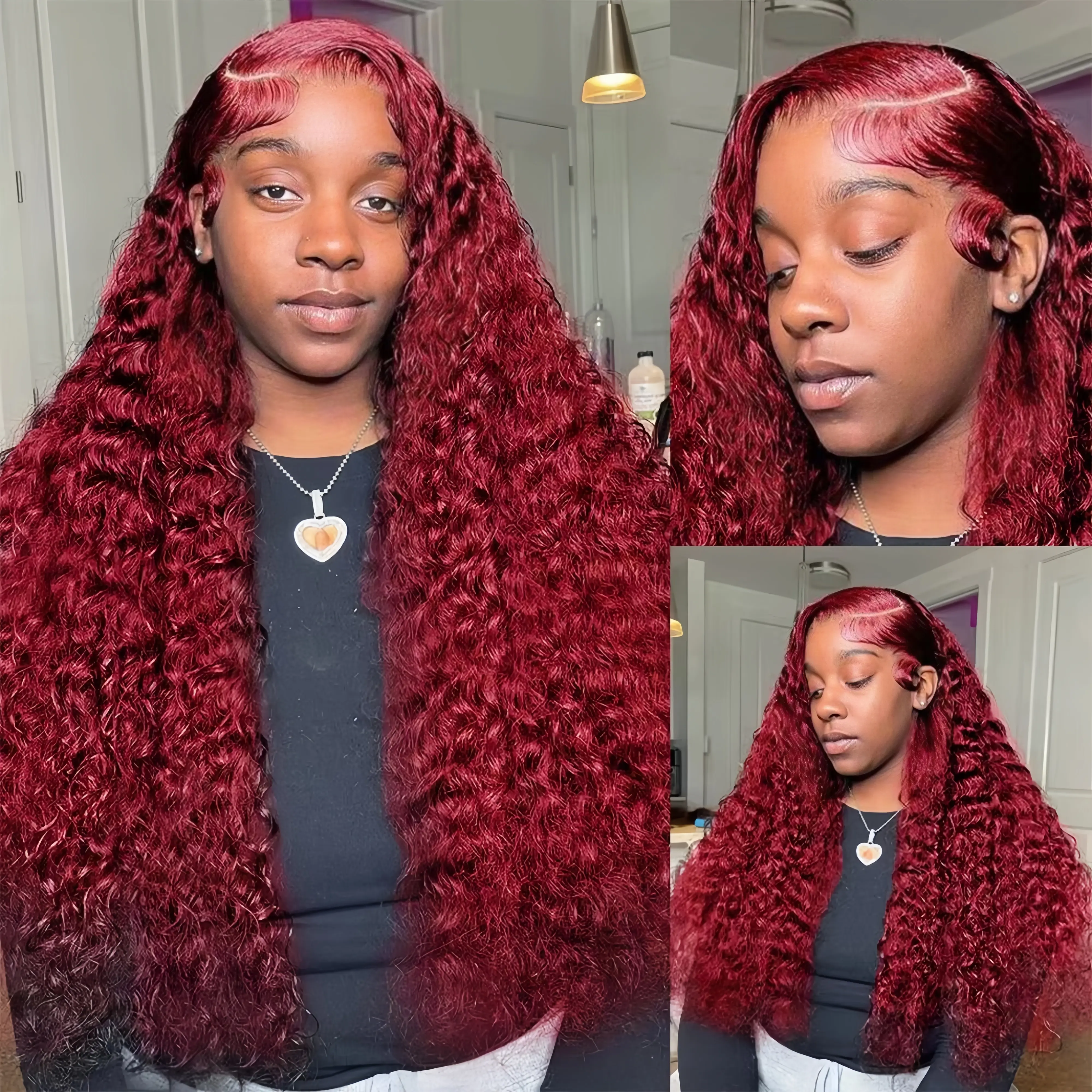 CheetahBeauty 99J Burgundy 13x6 Deep Wave Wig Human Hair Pre Plucked Transparent Lace Front Human Hair Curly Wave Wig for Women #tiktokshopsummersale