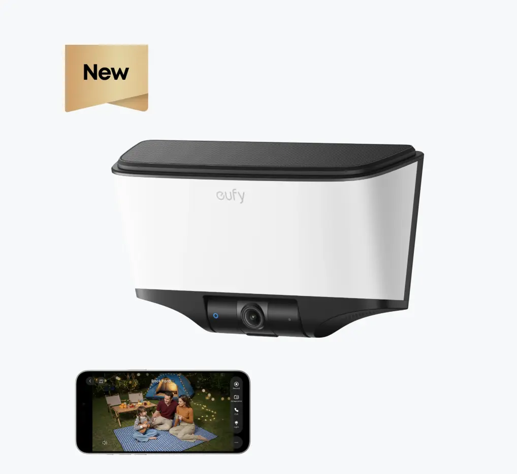 eufy Security Wall Light Cam S4, 4K Ultra HD, Solar Security Camera | Wireless Outdoor Camera, Floodlight, Forever Power, Motion Activated Light, AI Detection, IP65, No Monthly Fee, Built-in 32GB