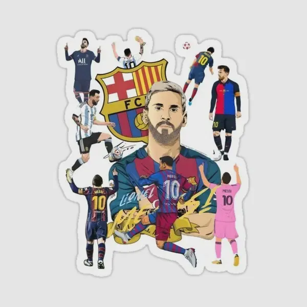 Messi Football Vinyl Sticker, Waterproof UV Resistant Gloss Laminate Decal for Laptop & Water Bottle
