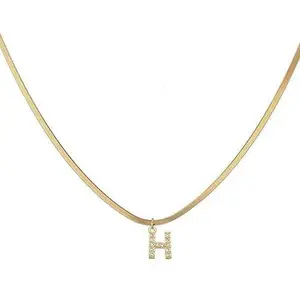 Dainty Initial Necklaces Gold Letter Chokers for Women Girls,18k gold Chain Necklace Simple Cubic Zircon Minimalist Pendant Herringbone Women Choker Necklace Dainty Jewelry Gift