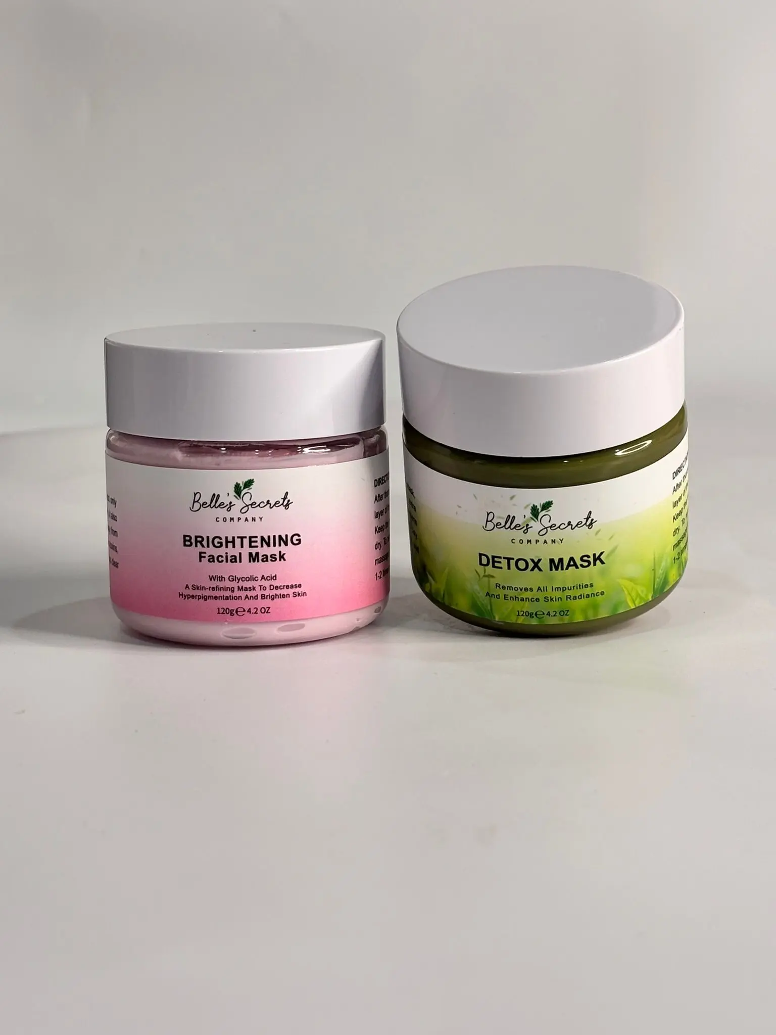Belle's Secrets Detox Mask & Brightening Facial Mask Combo - Skincare, Skin Repair, 2-Pack, Suitable for All Skin Types, Flawless Skin, Radiant Skin