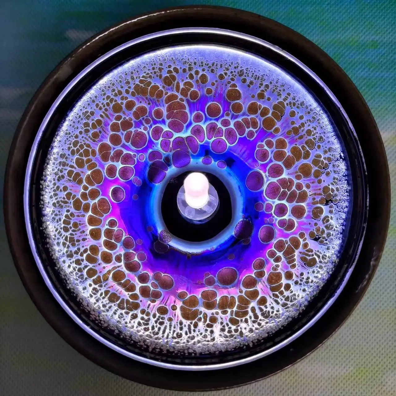 Vibrant Colorful Jianzhan Tea Cup with Unique Kiln - Transformed Patterns