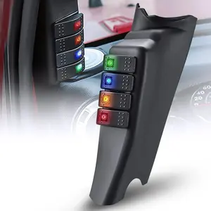 Nilight A-Pillar Switch Pod 12V Left Driver Side A Pillar Rocker Panel with Backlit Label Stickers Pre-Wired On Off 4 Color Toggle Switches for Jeep Wrangler JK JKU 2011-2018
