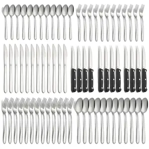 72 Piece Silverware Set, Cutlery Set for 12, Flatware Sets with Steak Knives, Food Grade Stainless Steel Tableware Set, Use for Home Kitchen Restaurant Hotel, Dishwasher Safe, Mirror Polished