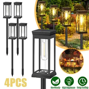 Outdoor Solar Garden Stake Lights 4 Pack, High-Efficiency Monocrystalline Silicon Panel, 8–12H Long Lighting, IP65 Waterproof, Auto Sensor for Landscape Lawn Driveway