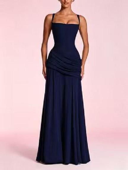 2026 Spring Summer Elegant Ruched ChiffonFormal Gown, A-Line Cross Back Spaghetti StrapProm Dress, Wedding Guest Bridesmaid PartyOutfit