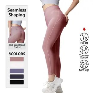 SUOVADUN YFYJK001 Women's High-Waist Seamless Yoga Leggings with Pocket Quick Dry Stretchy Activewear Pants for Fitness Training Breathable Sporty Bottoms Moisture Wicking Hip Lift Available