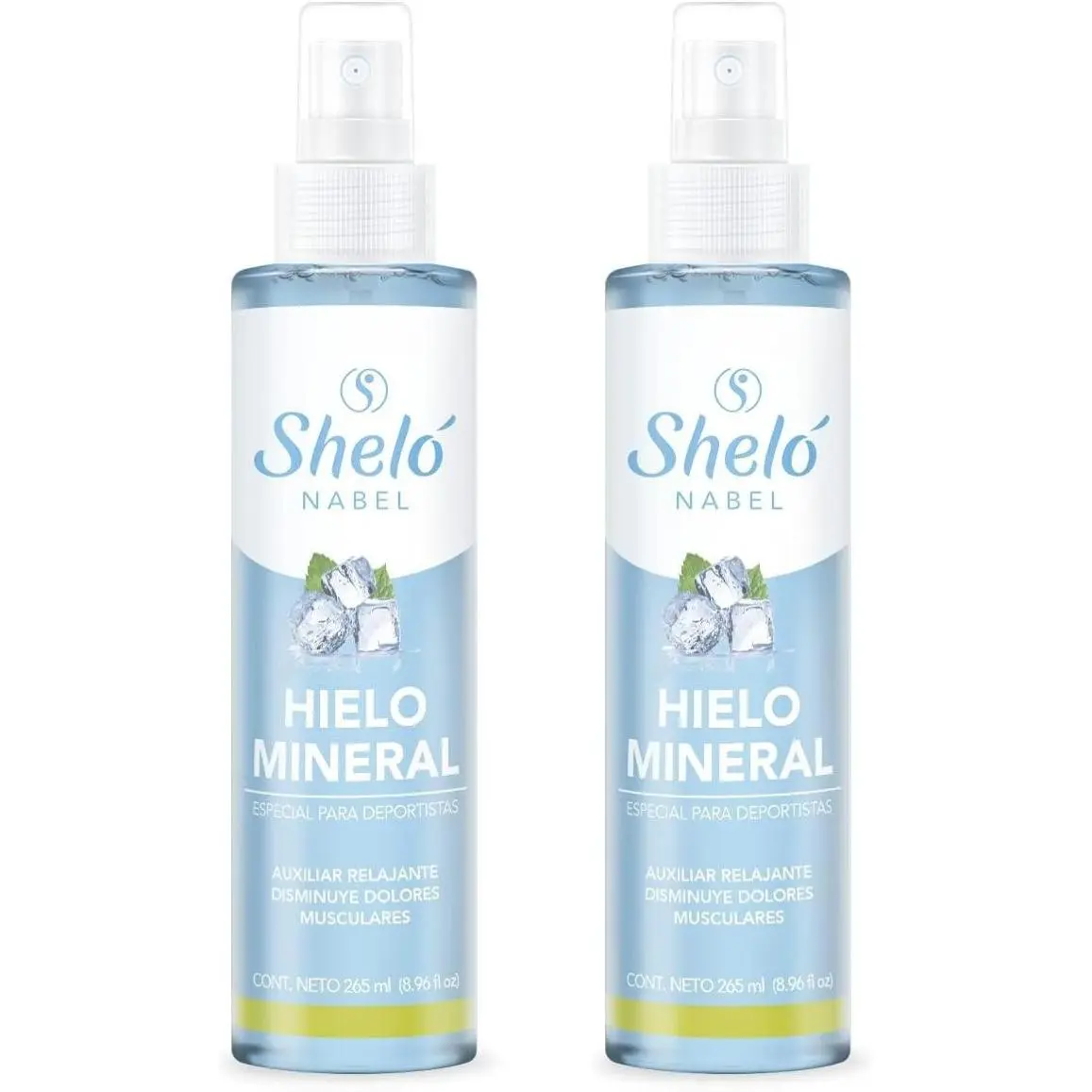 Kit 2 Mineral Ice spray 265ml Relaxing Varicose Veices Cold Effect with Menthol Camphor Aloe Vera Eucalyptus Extract Peppermint Essential Oil and Wheat Germ