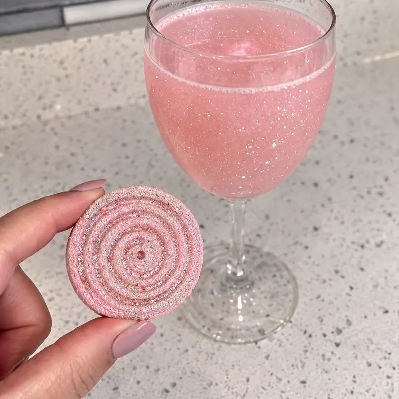 2 PACK Cotton Candy Glitter Beverage Bombs for Cocktails, Mocktails, Champagne