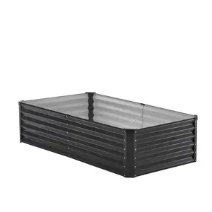 VEVOR Metal Raised Garden Bed, 6 x 3 x 1.5 ft Outdoor Galvanized Planter Box, with Open Bottom, Large Planter Raised Bed for Gardening Vegetables, Flowers, Herbs, and Succulent Plants, Dark Gray