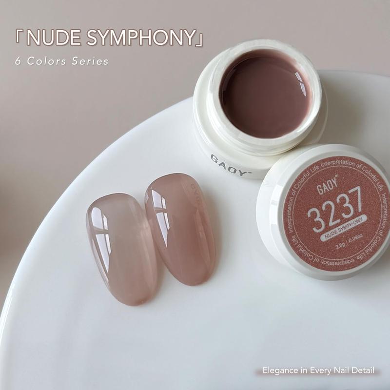 GAOY Nude Symphony Natural Jelly Gel Nail Polish Set, 6 Colors Sheer Pink UV Gel Polish, for Salon Manicure & Nail Art DIY at Home