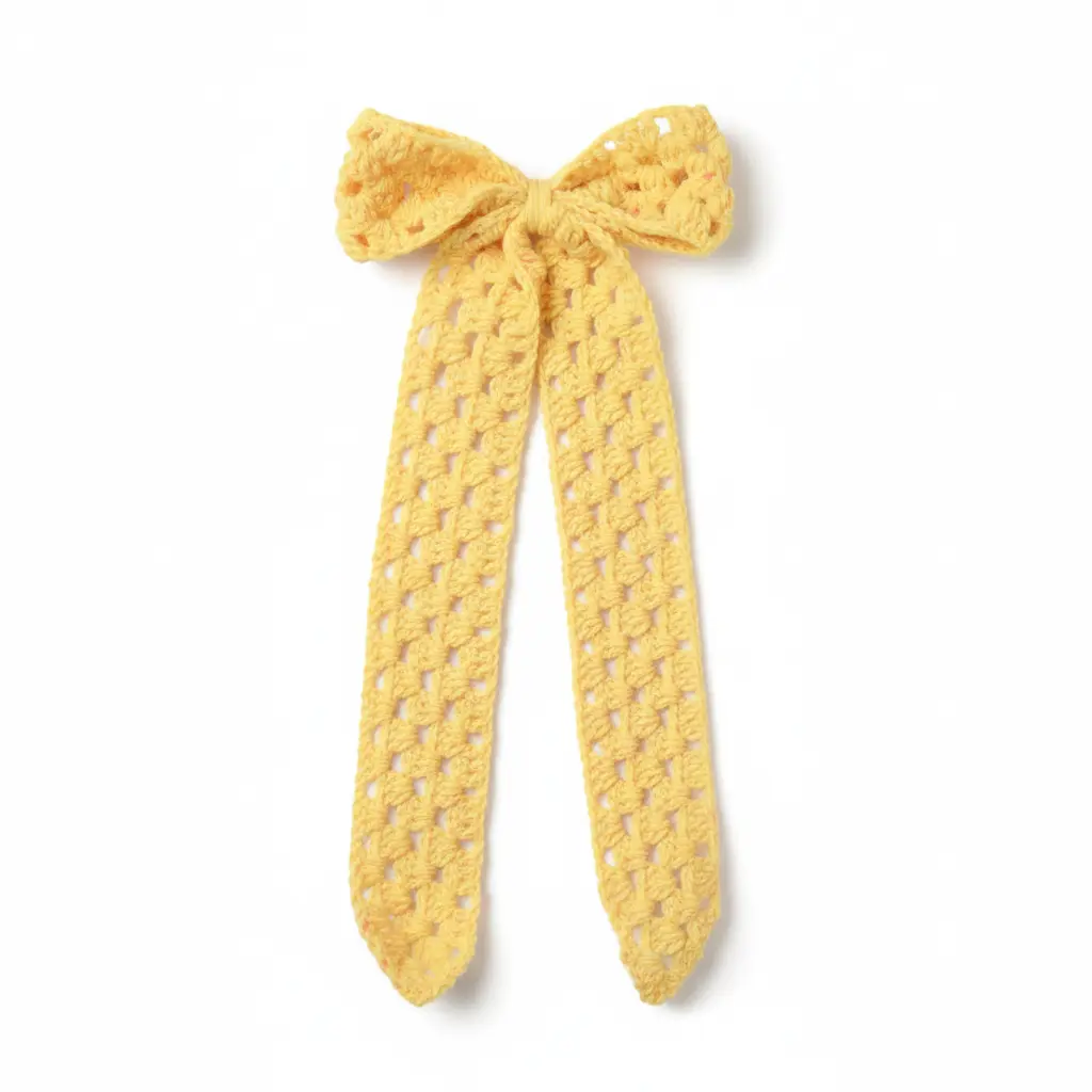 Oversized Crochet Hair Bow - Sunshine Yellow
