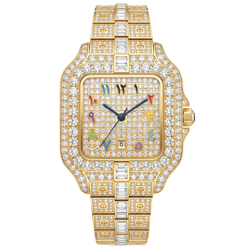 Women's fully rhinestone-embellished fashion watch for parties and evening wear -KDW8300+YY