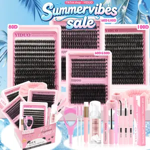 Mixed Length False Eyelashes Kit, Natural Look Eyelash Extensions with Eyelash Tools, Curling Fake Eyelash, Fluffy Eyelash Clusters, Handmade Fake Eyelashes, Fluffy Volume Eyelashes
