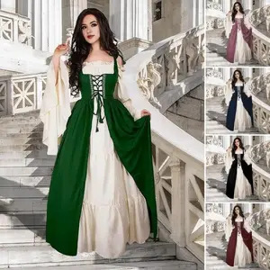 Womens'S Medieval Renaissance Costume Cosplay Over Suit Dress Vest Victoria Princess Steam Punk Strap Loose Cosplay Maxi Dress