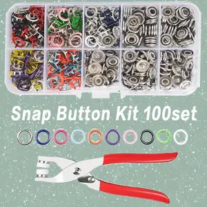 100/200 sets of snap button kits with pliers, suitable for sewing, DIY crafts, clothing, hats, bags, and sewing supplies