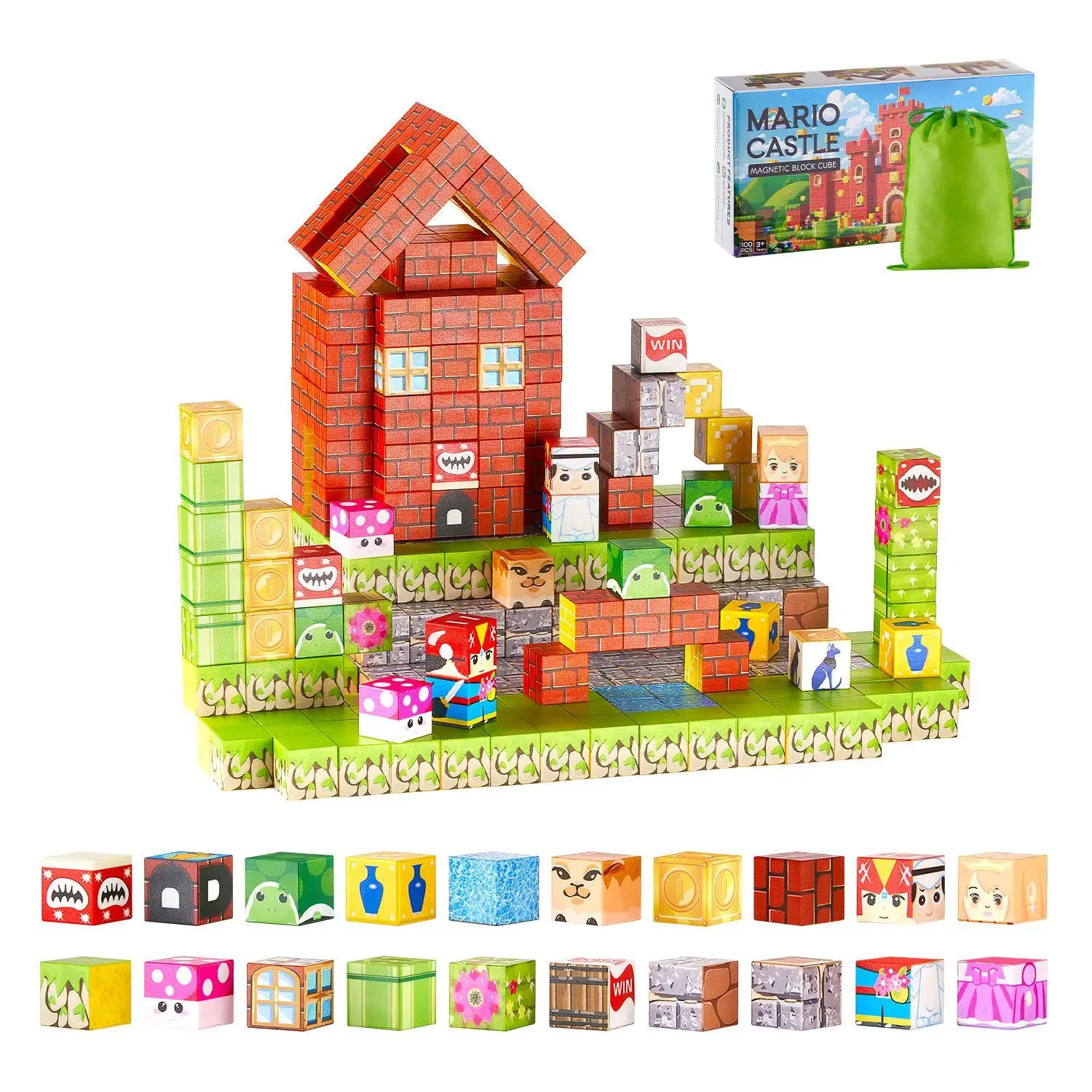 【SummerFinds】VEVOR 100-PCS Magnetic Building Blocks Set, Construction Stacking Cubes, STEM Montessori Sensory Toys for 3+ Years Old Kids, Christmas & Birthday Gifts, Buildable Brick Buildings, Colorful Cubes Buildings