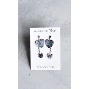 Ceropegia Woodii 'Variegated String of Hearts' Double Dangle Earrings